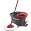 O-Cedar EasyWring Microfiber Spin Mop. Bucket Floor Cleaning System. Red. Gray