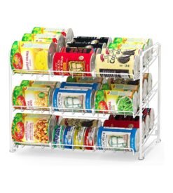 SimpleHouseware Stackable Can Rack Organizer. White