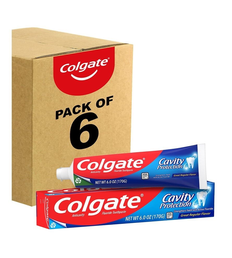 Colgate Cavity Protection Toothpaste with Fluoride. Great Regular Flavor. 6 Ounce (Pack of 6)